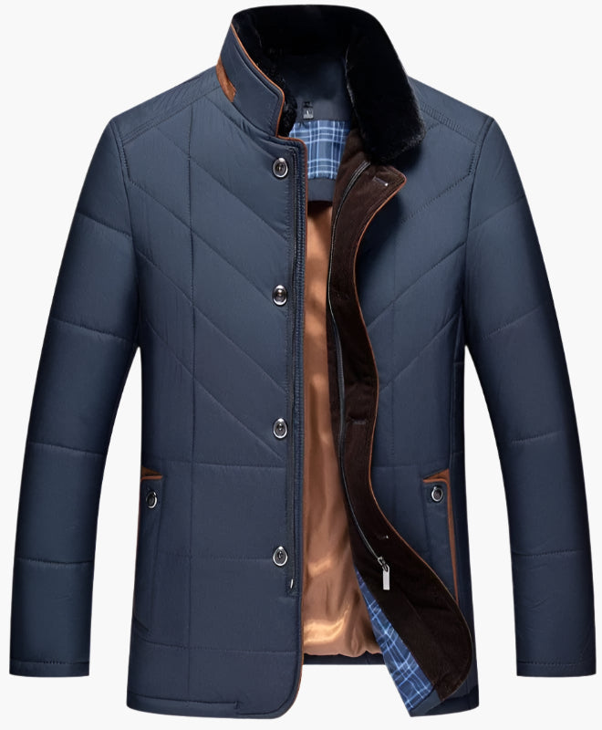 Heren Gewatteerde Stijlvolle Jas voor Winter – Moderne Slim Fit Outdoorjas