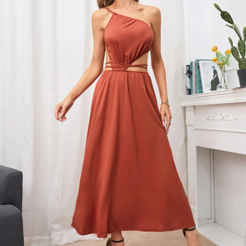 Pamela – Boho Lange Zomerjurk met Halter Nek